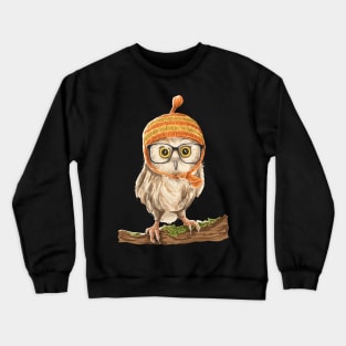 Baby owl in black Crewneck Sweatshirt